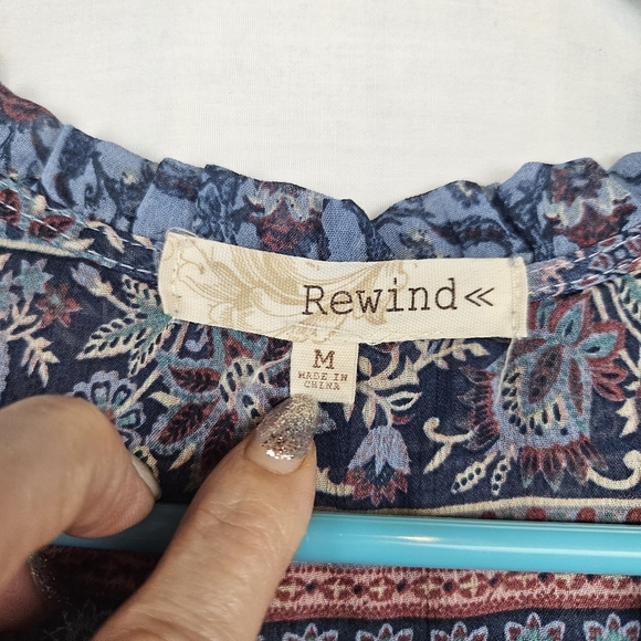 Rewind Dress Sz M, Blue, Tiered, Ruffled Hem Boho Cottagecore Hippie Fairycore - Picture 8 of 8